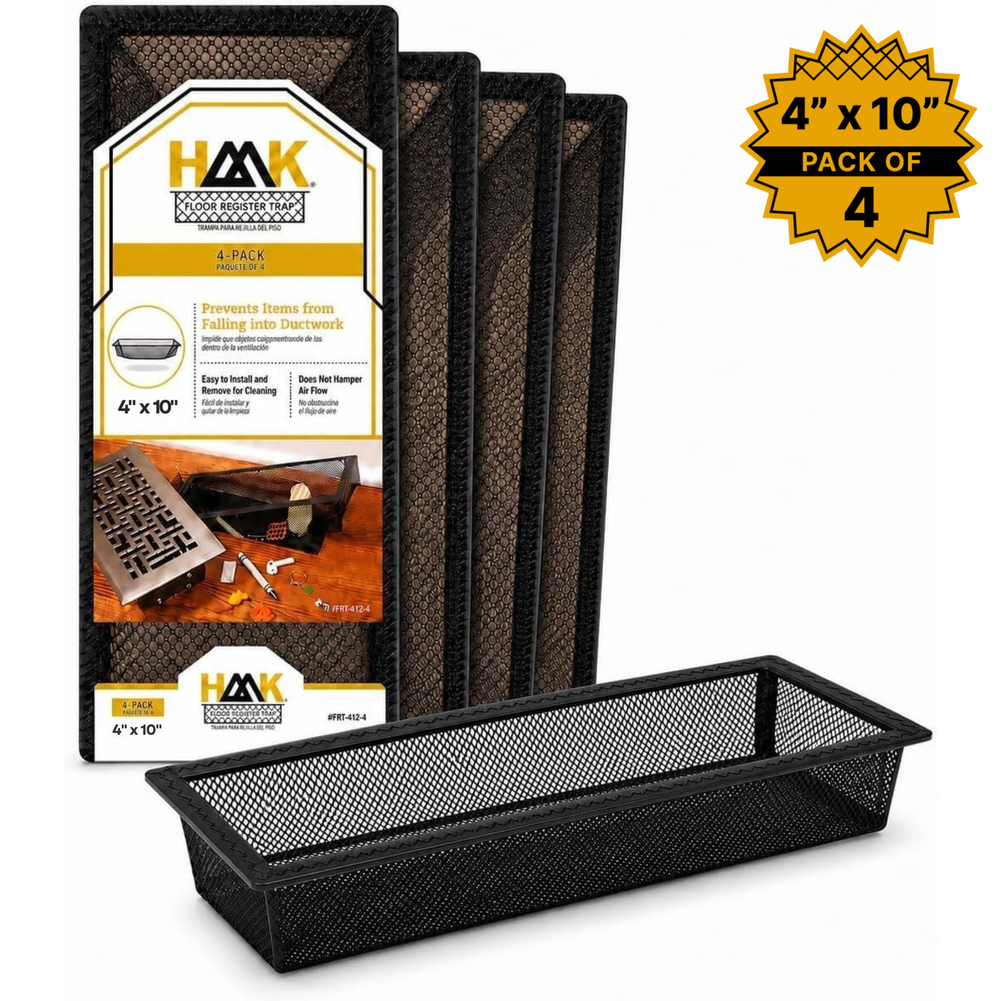 Floor Register Trap | Screen for Home Air Vent Filters (2-Pack / 4,6,8-Pack)