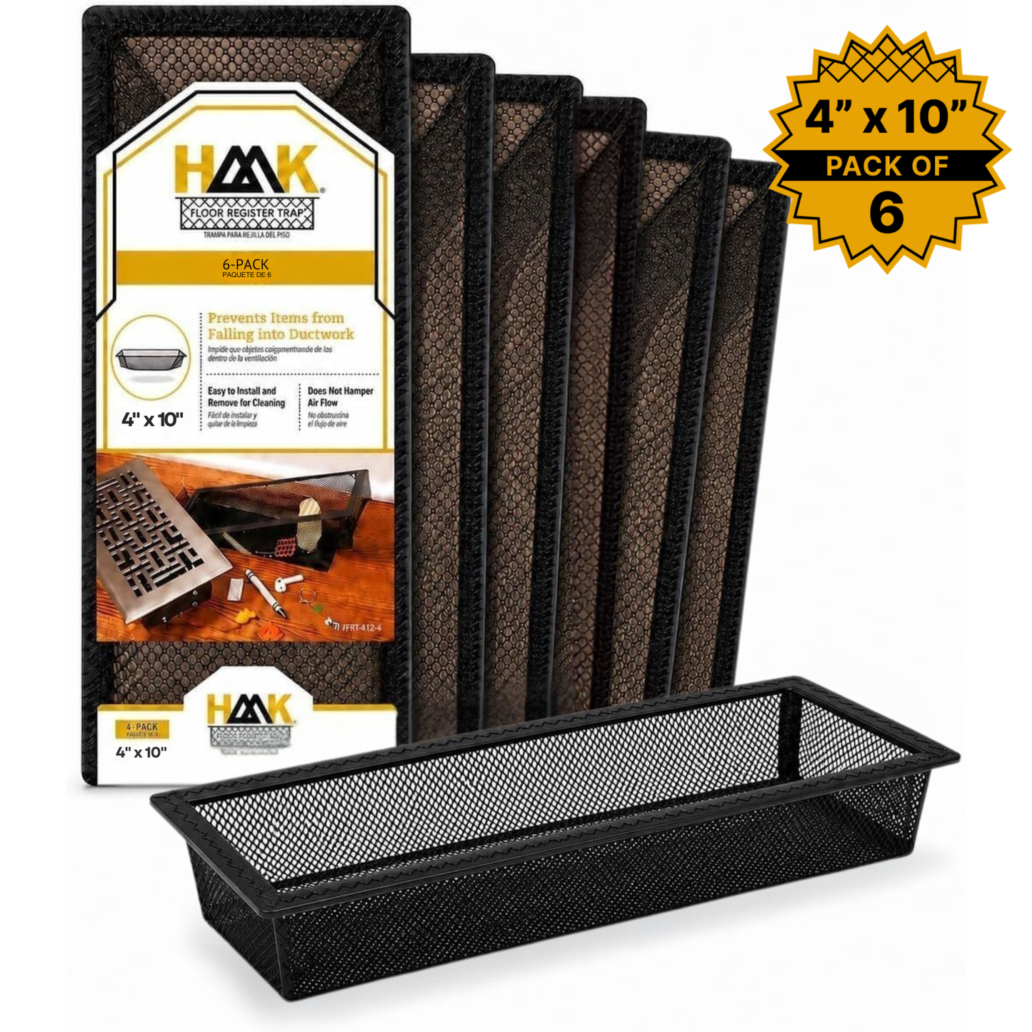 Floor Register Trap | Screen for Home Air Vent Filters (2-Pack / 4,6,8-Pack)